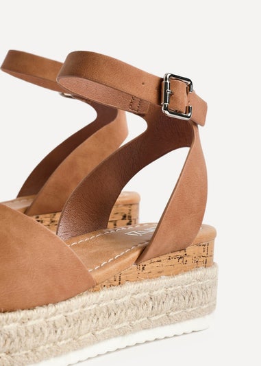 Linzi Paradise Tan Nubuck Espadrille Flatform Sandals