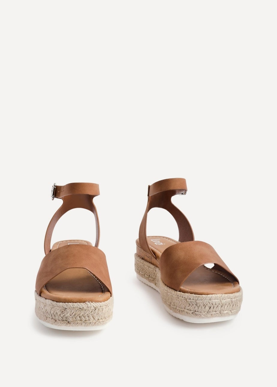 Linzi Paradise Tan Nubuck Espadrille Flatform Sandals