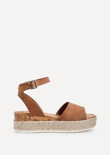 Linzi Paradise Tan Nubuck Espadrille Flatform Sandals