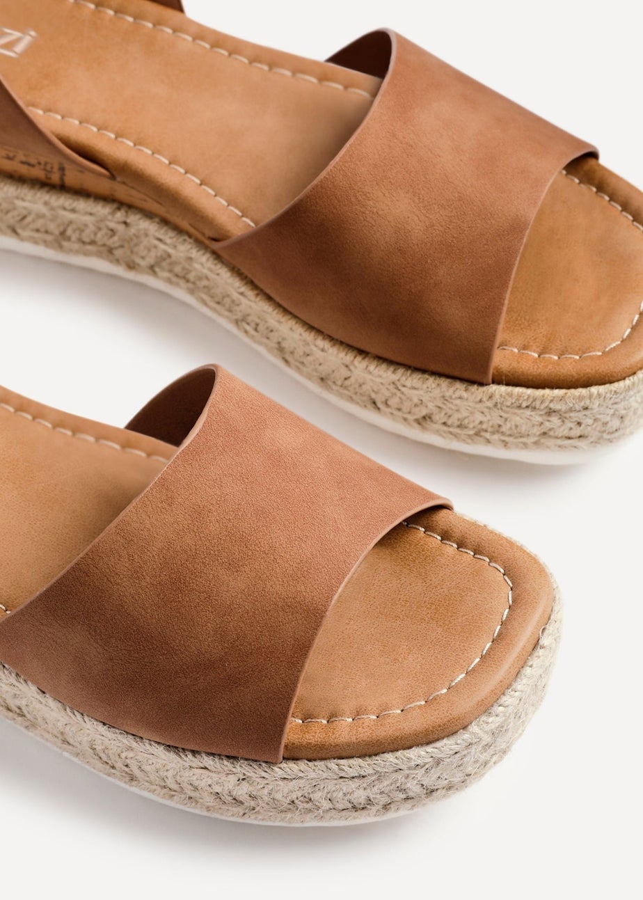 Linzi Paradise Tan Nubuck Espadrille Flatform Sandals