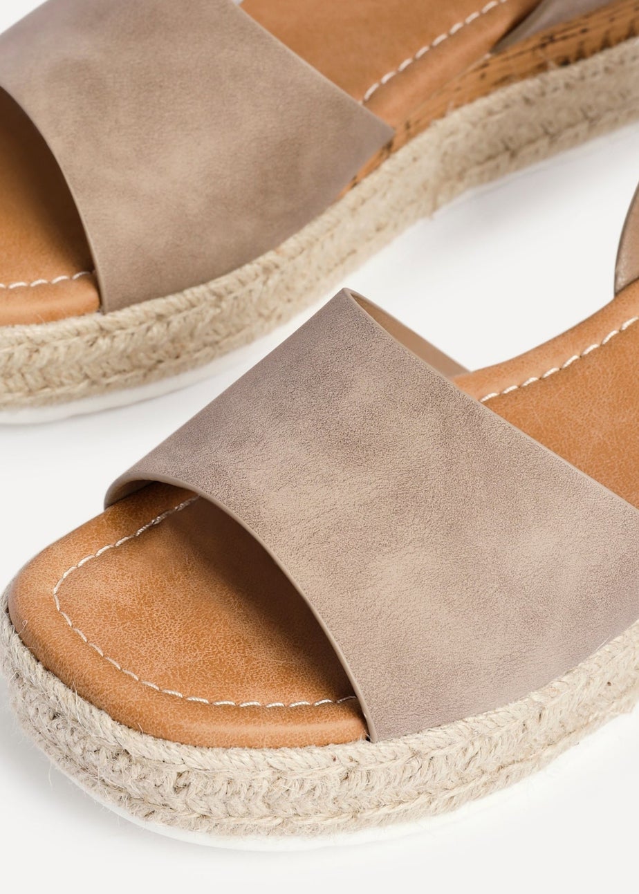 Linzi Paradise Taupe Nubuck Espadrille Flatform Sandals