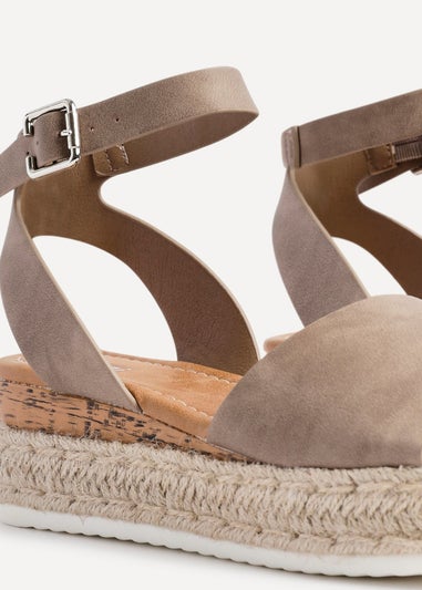 Linzi Paradise Taupe Nubuck Espadrille Flatform Sandals
