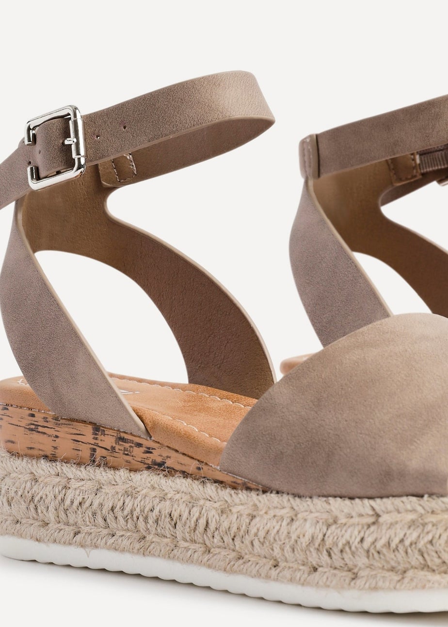 Linzi Paradise Taupe Nubuck Espadrille Flatform Sandals