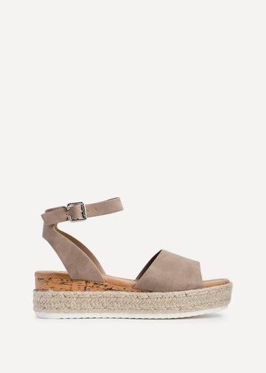 Linzi Paradise Taupe Nubuck Espadrille Flatform Sandals