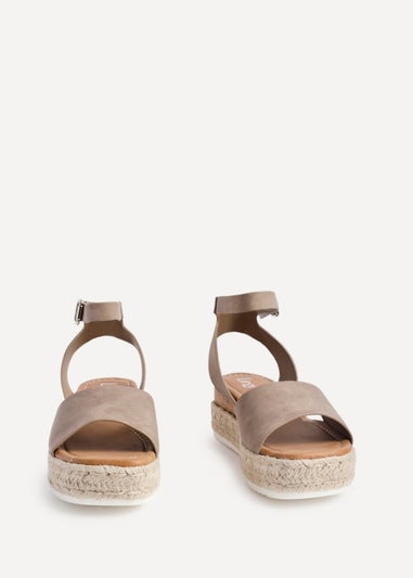 Linzi Paradise Taupe Nubuck Espadrille Flatform Sandals