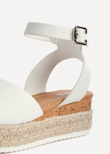 Linzi Paradise White Faux Leather Espadrille Flatform Sandals