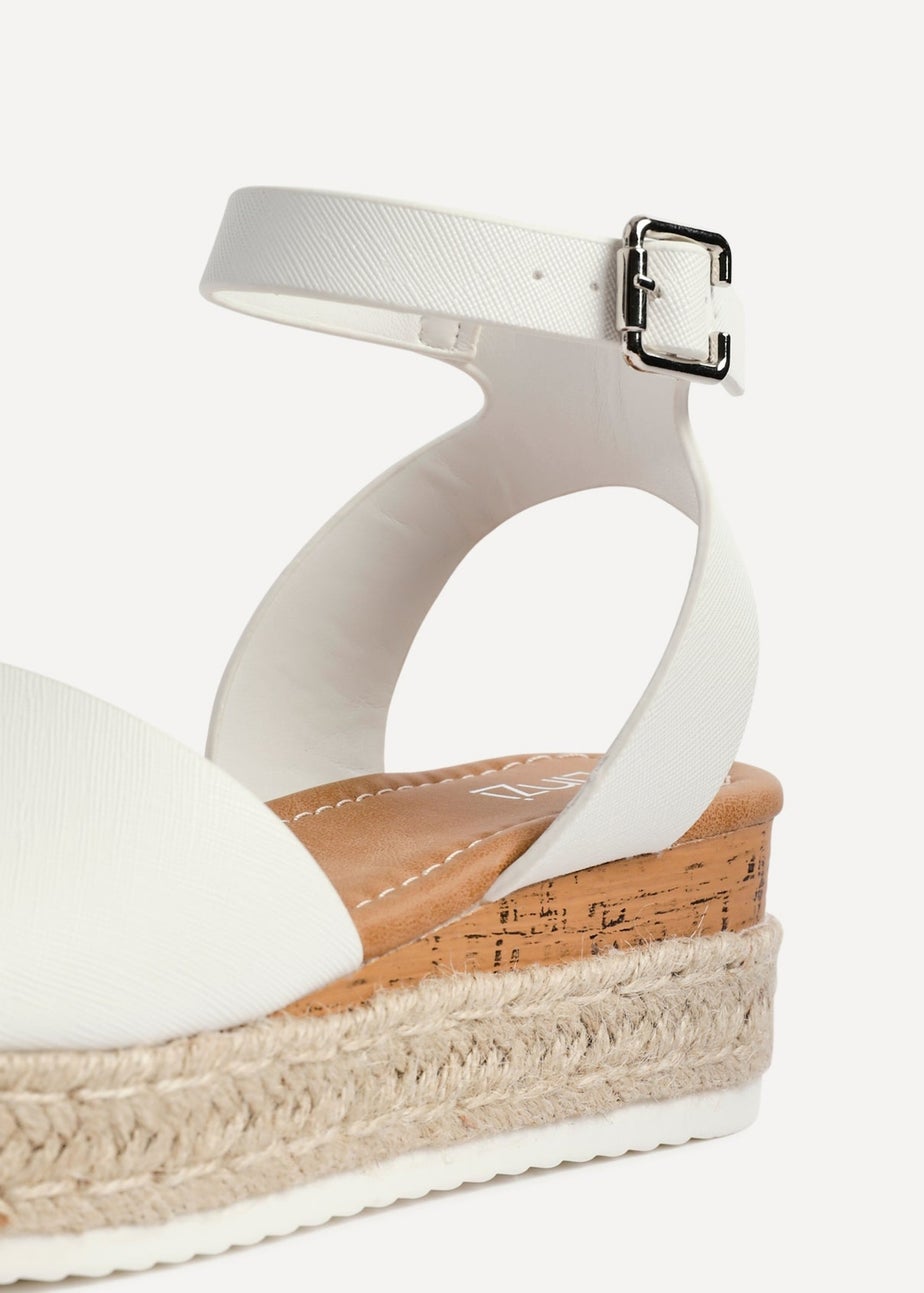 Linzi Paradise White Faux Leather Espadrille Flatform Sandals