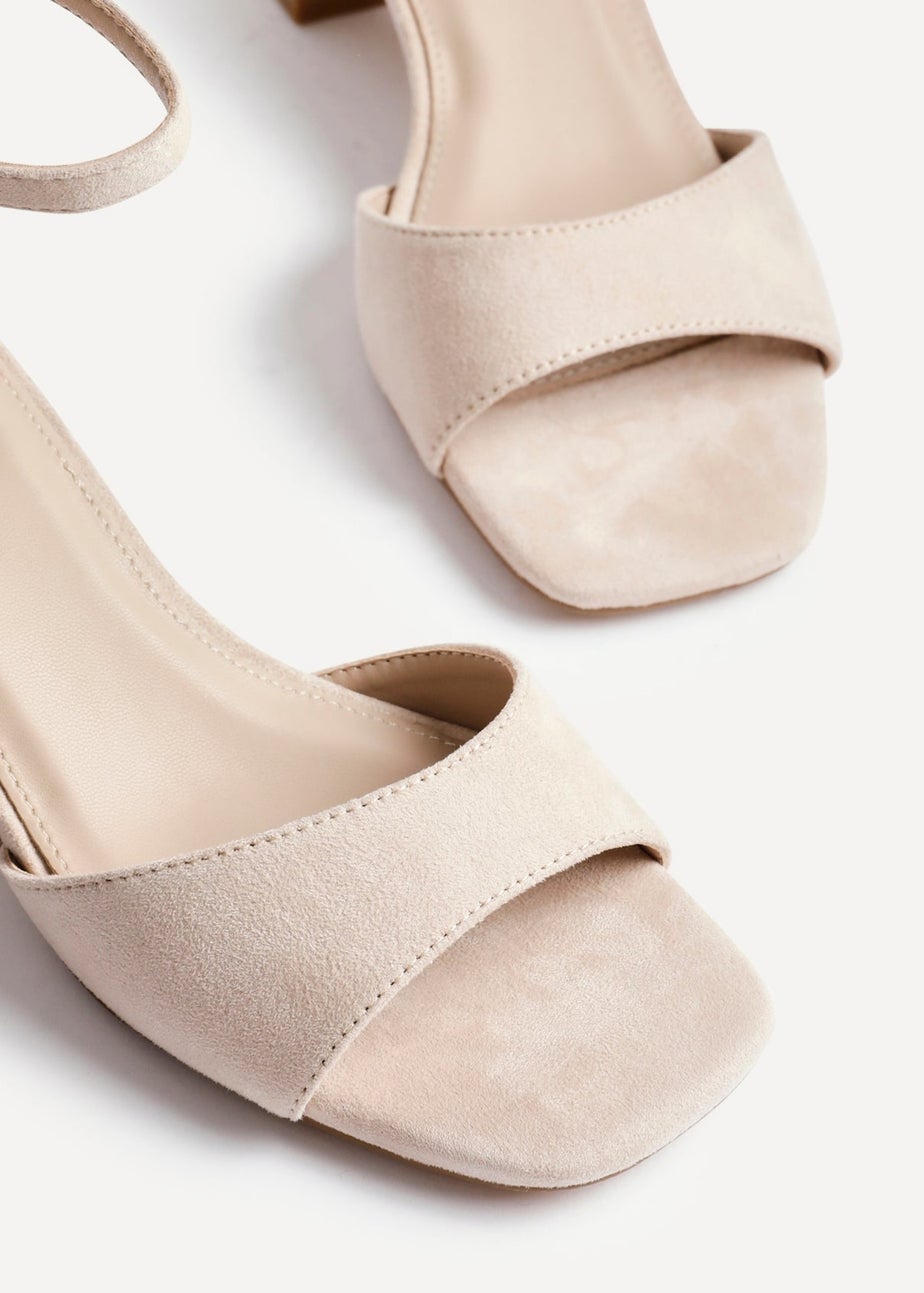 Linzi Maddie Sand Faux Suede Closed Back Block Heeled Sandals