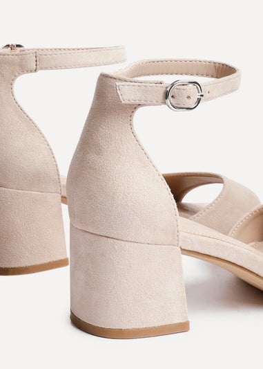 Linzi Maddie Sand Faux Suede Closed Back Block Heeled Sandals