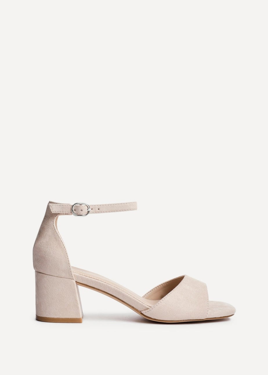 Linzi Maddie Sand Faux Suede Closed Back Block Heeled Sandals
