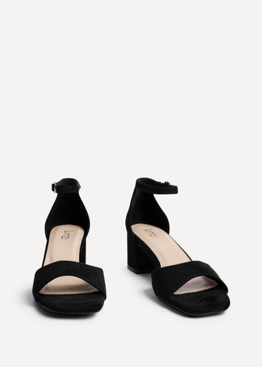 Linzi Maddie Black Faux Suede Closed Back Block Heeled Sandals