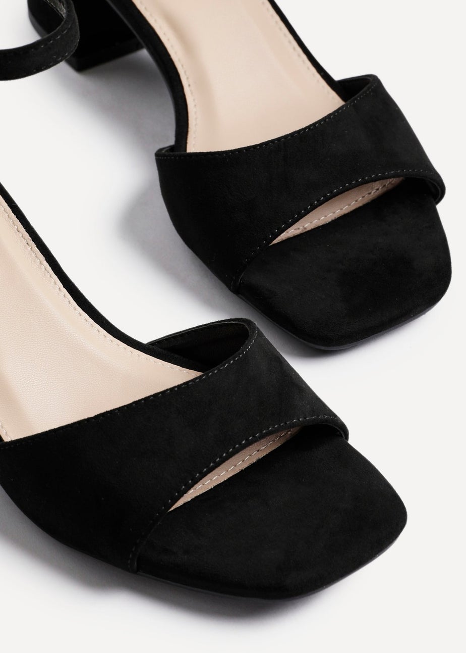 Linzi Maddie Black Faux Suede Closed Back Block Heeled Sandals