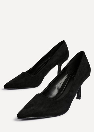 Linzi Kat Black Faux Suede Court Heels
