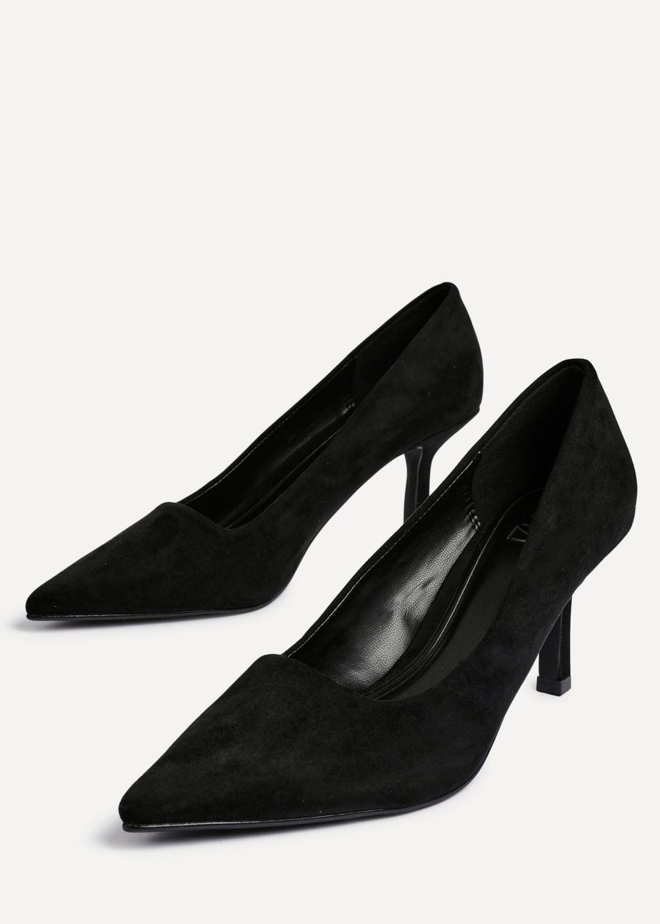 Linzi Kat Black Faux Suede Court Heels