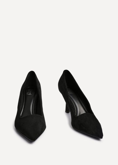 Linzi Kat Black Faux Suede Court Heels