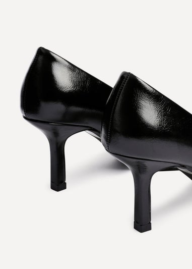 Linzi Kat Black Faux Leather Court Heels