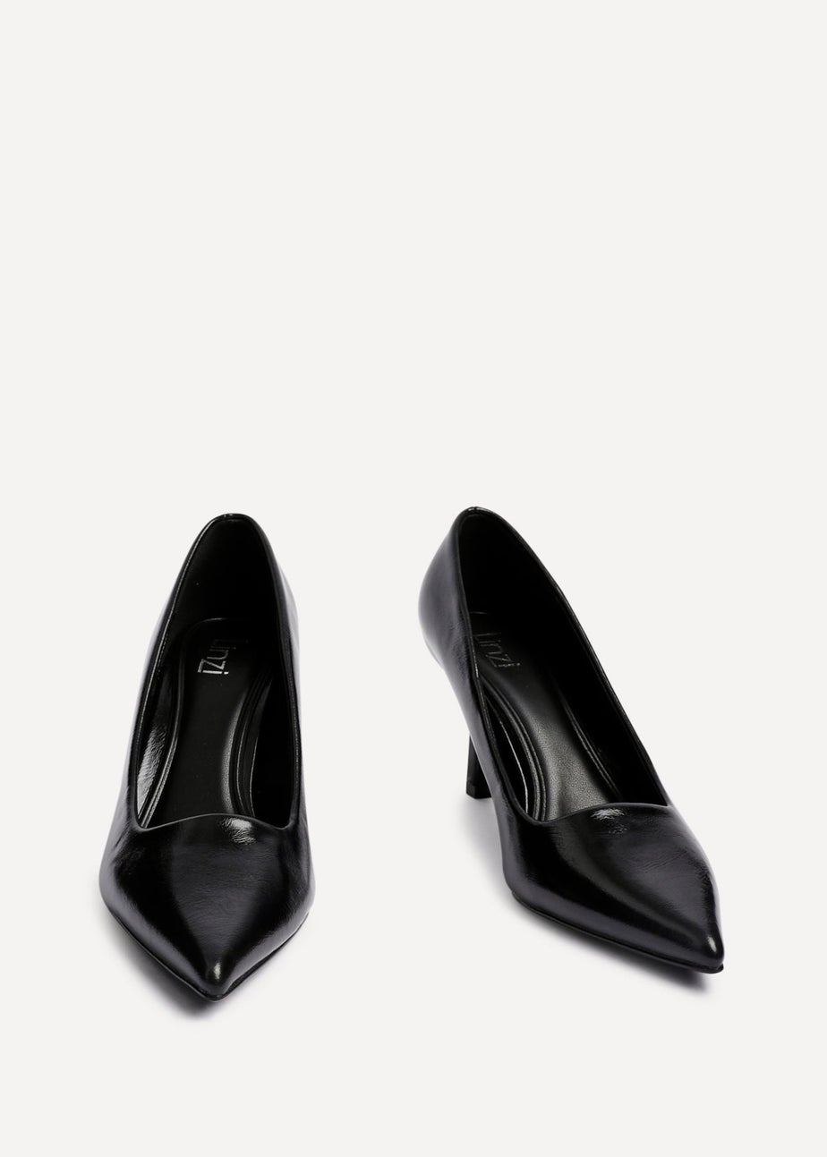 Linzi Kat Black Faux Leather Court Heels