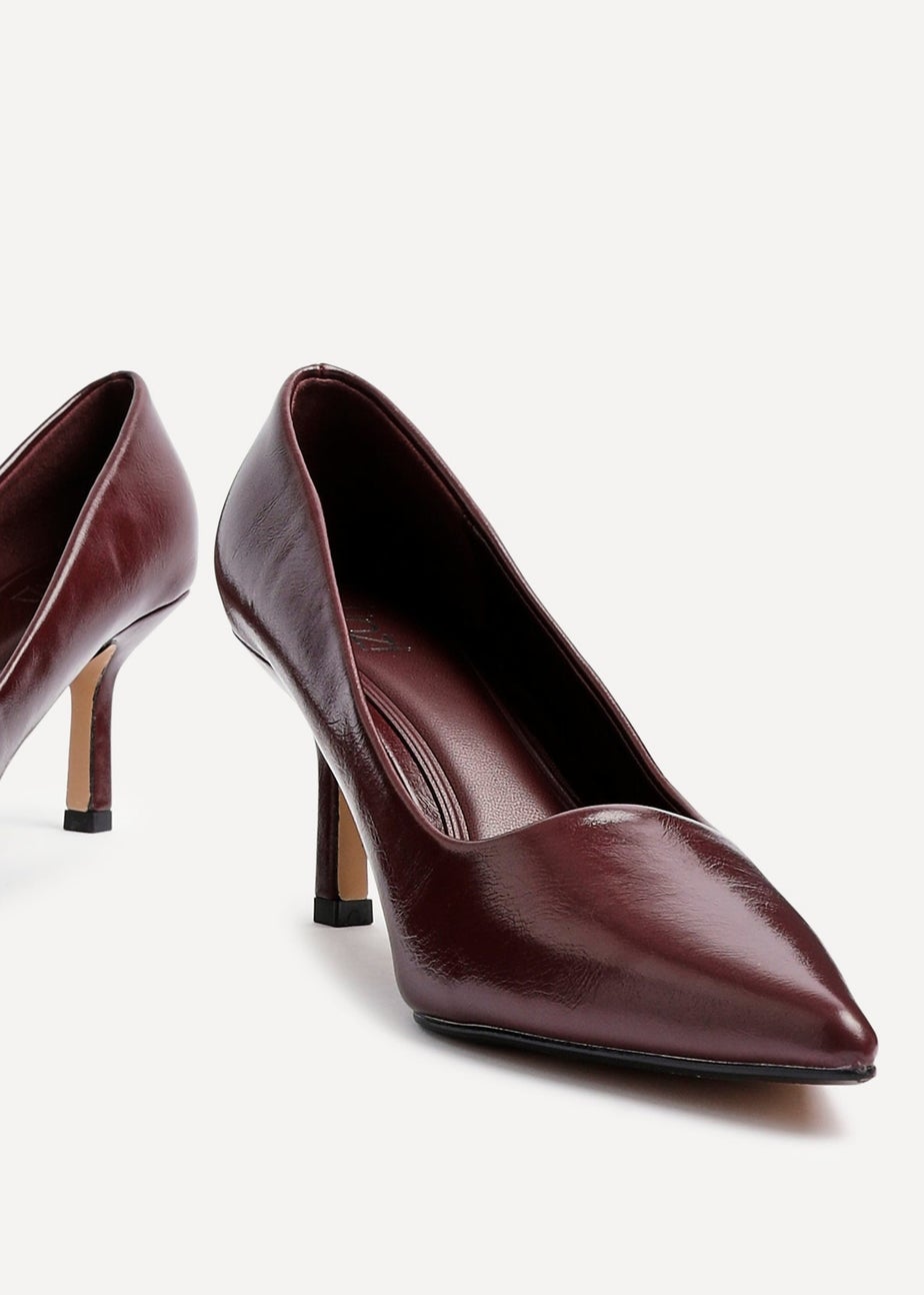 Linzi Kat Burgundy Faux Leather Court Heels