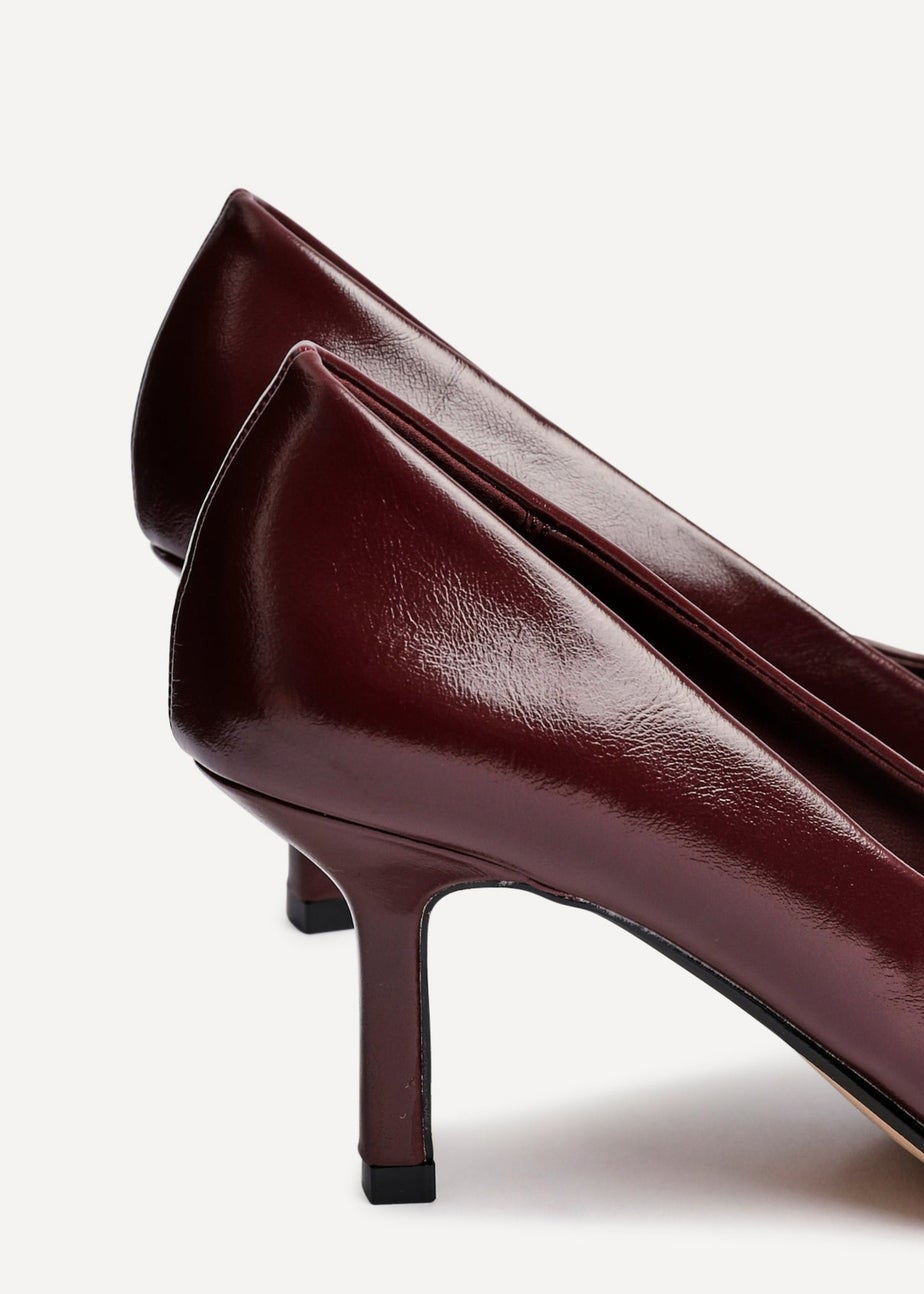 Linzi Kat Burgundy Faux Leather Court Heels