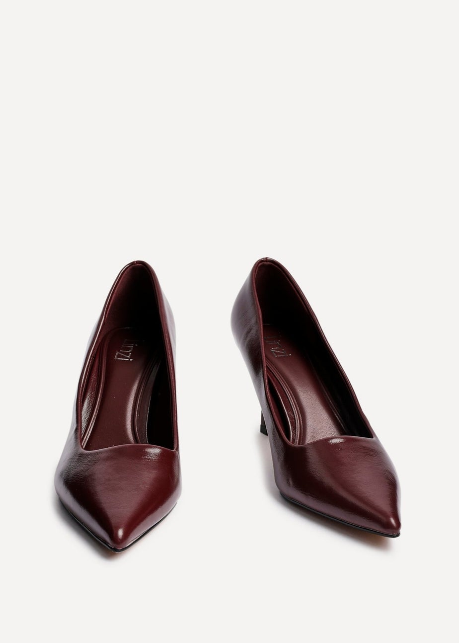 Linzi Kat Burgundy Faux Leather Court Heels