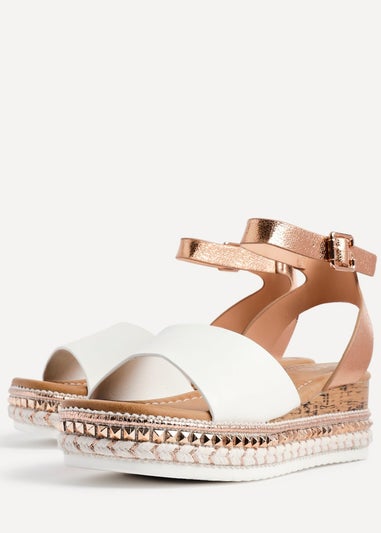 Linzi Venice Pink Faux Leather Embellished Flatform Sandals
