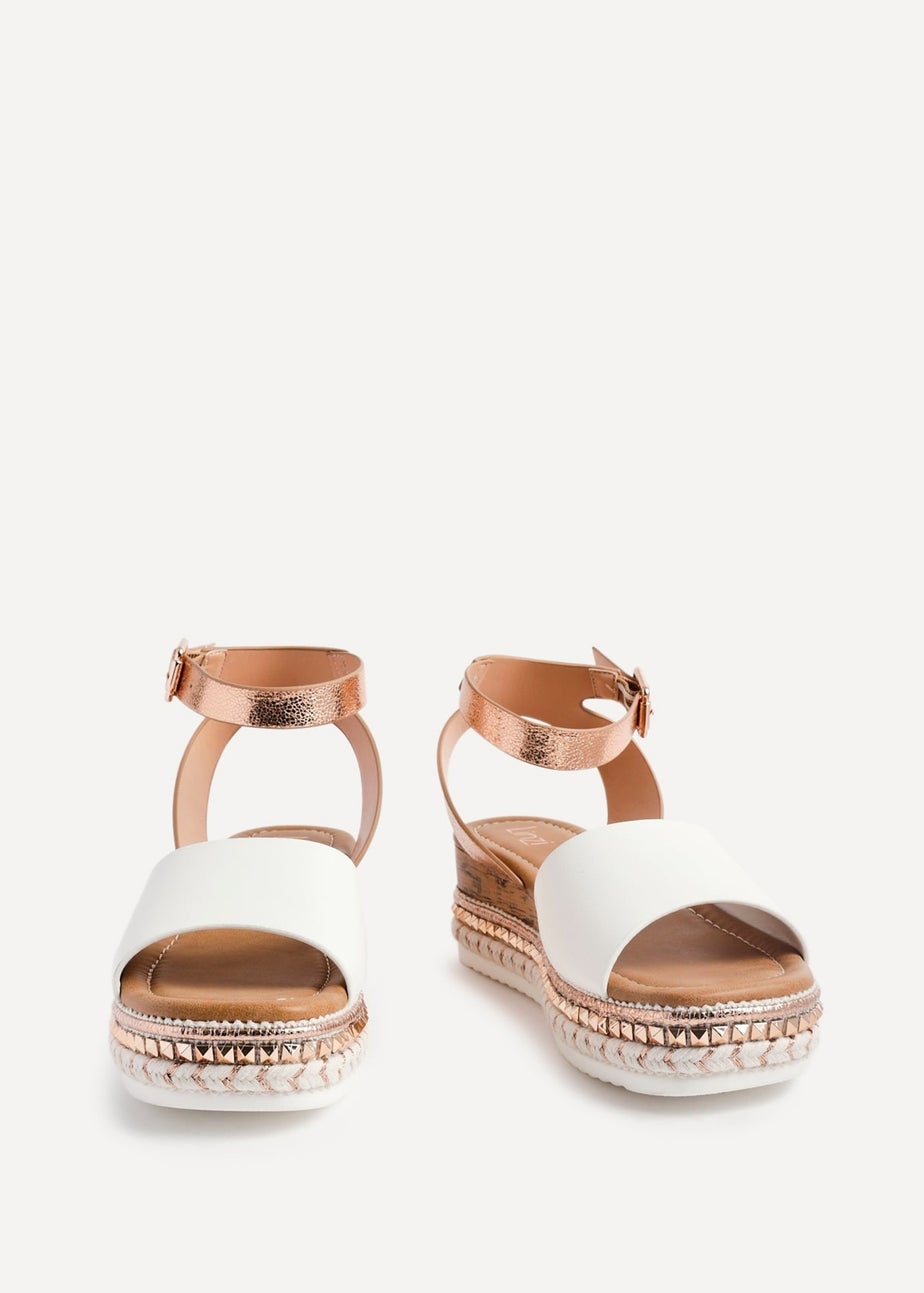 Linzi Venice Pink Faux Leather Embellished Flatform Sandals