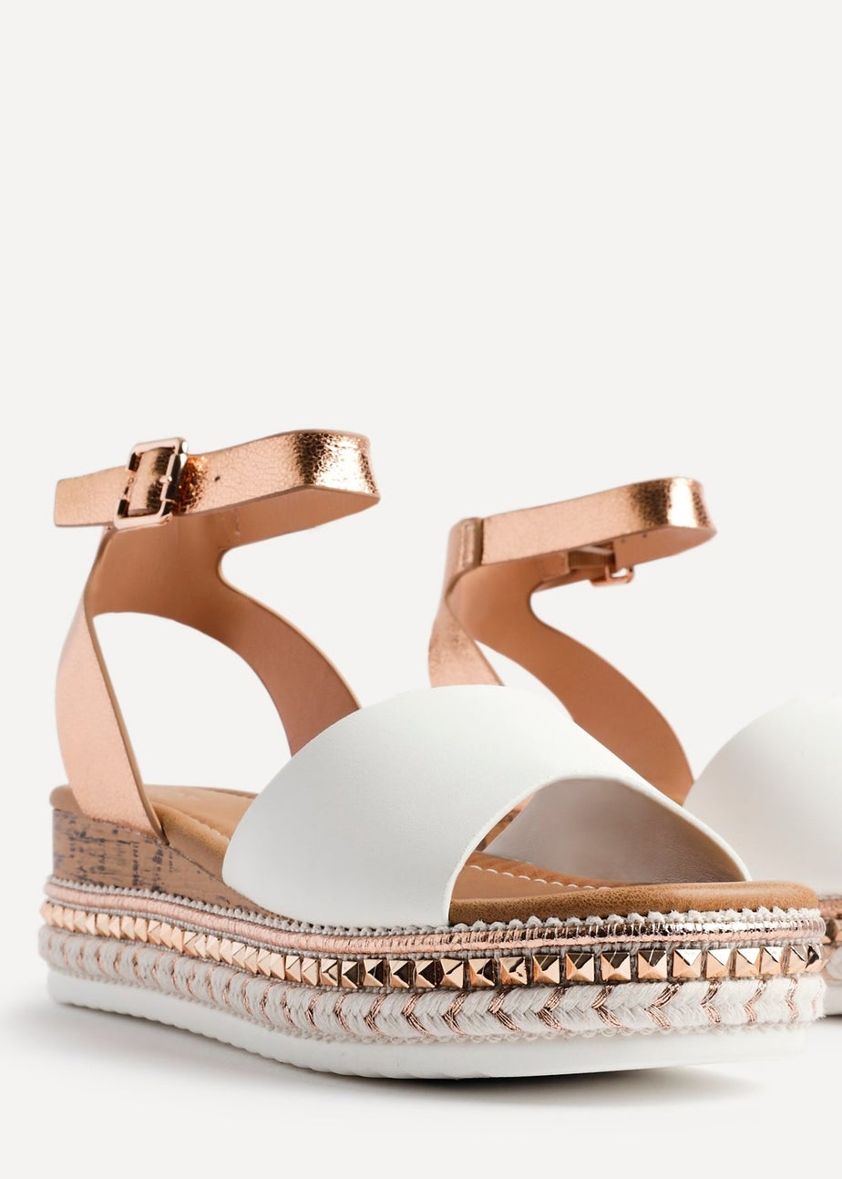 Linzi Venice Pink Faux Leather Embellished Flatform Sandals