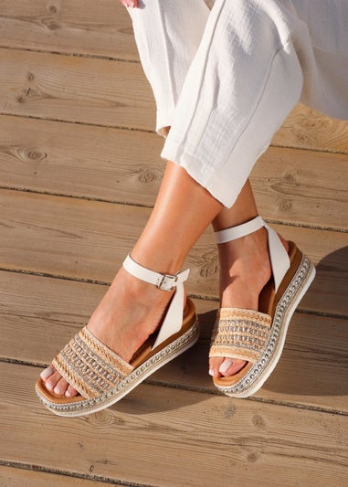 Linzi Opulant Gold Embellished Espadrille Flatform Sandals