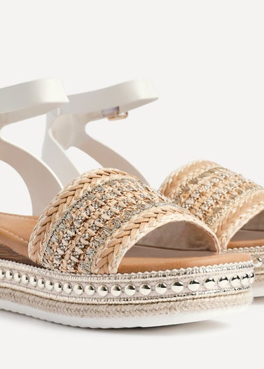 Linzi Opulant Gold Embellished Espadrille Flatform Sandals
