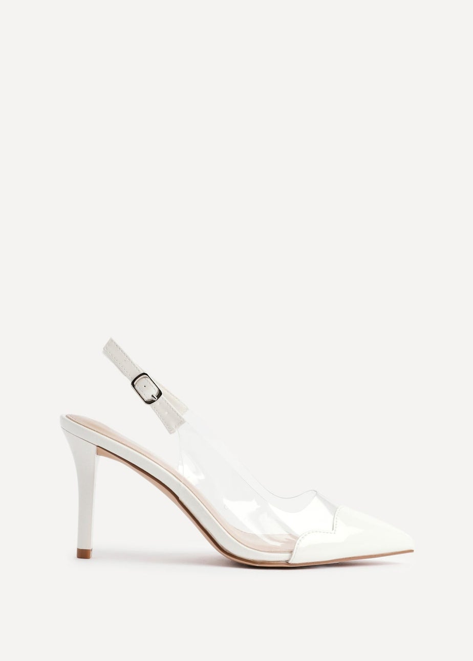 Linzi Nolita White Perspex Patent Mix Slingback Court Heels