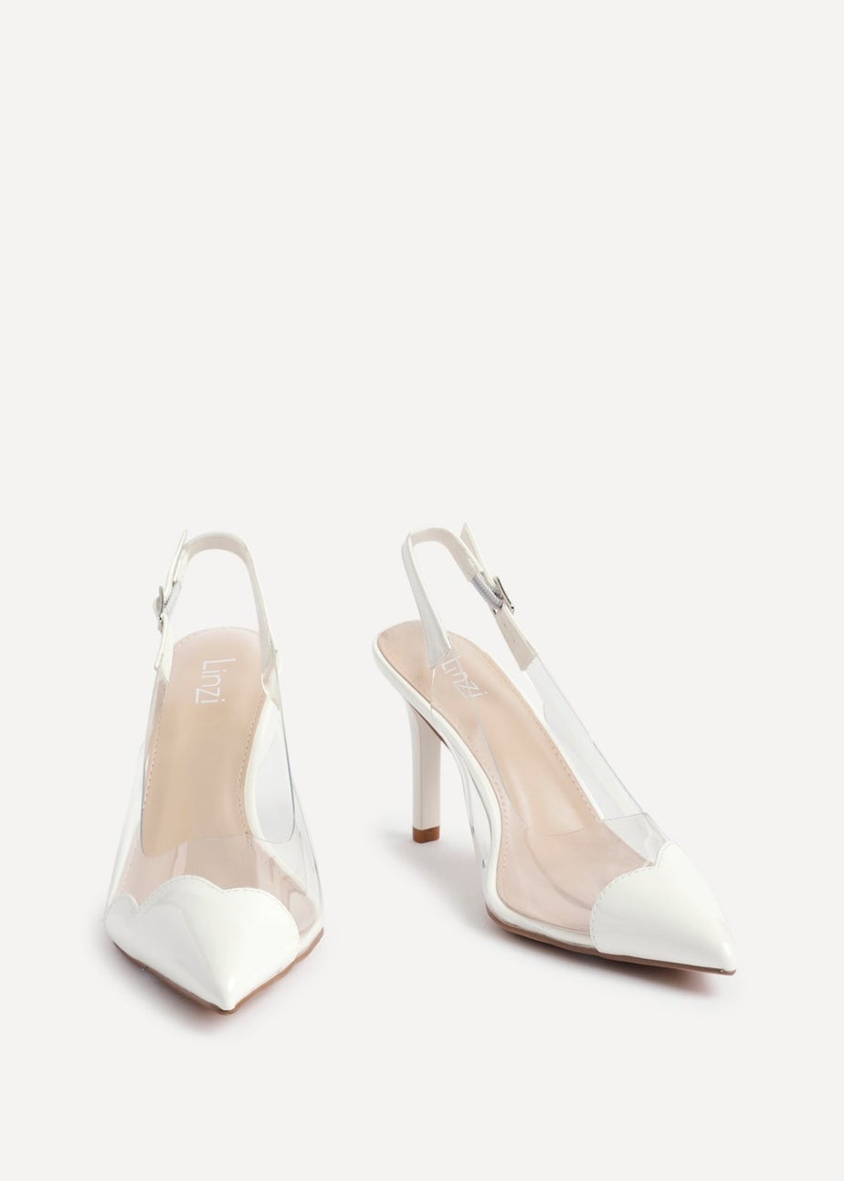 Linzi Nolita White Perspex Patent Mix Slingback Court Heels