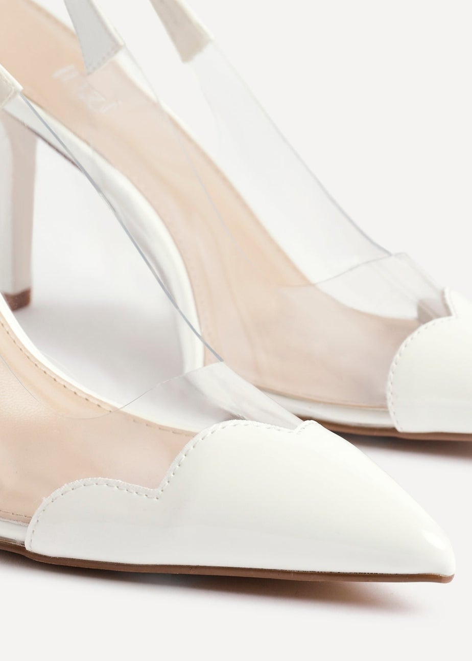 Linzi Nolita White Perspex Patent Mix Slingback Court Heels