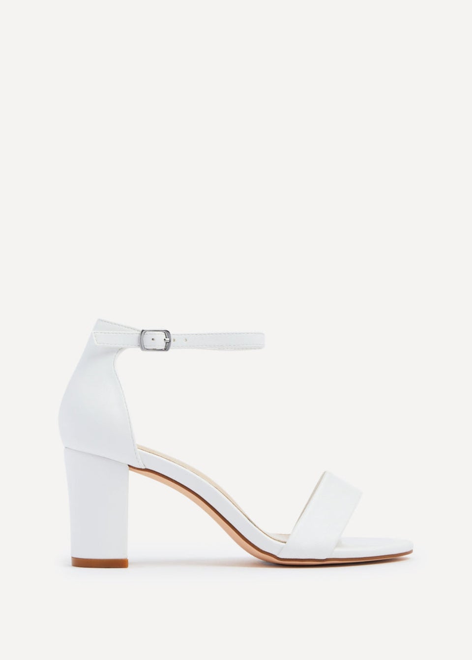 Linzi Legacy Wide Fit White Faux Leather Closed Black Block Heel
