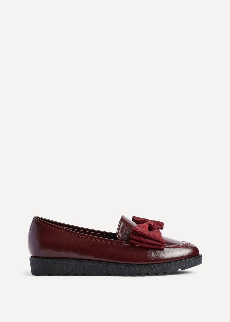 Linzi Cathy Burgundy High Shine Classic Slip On Loafer