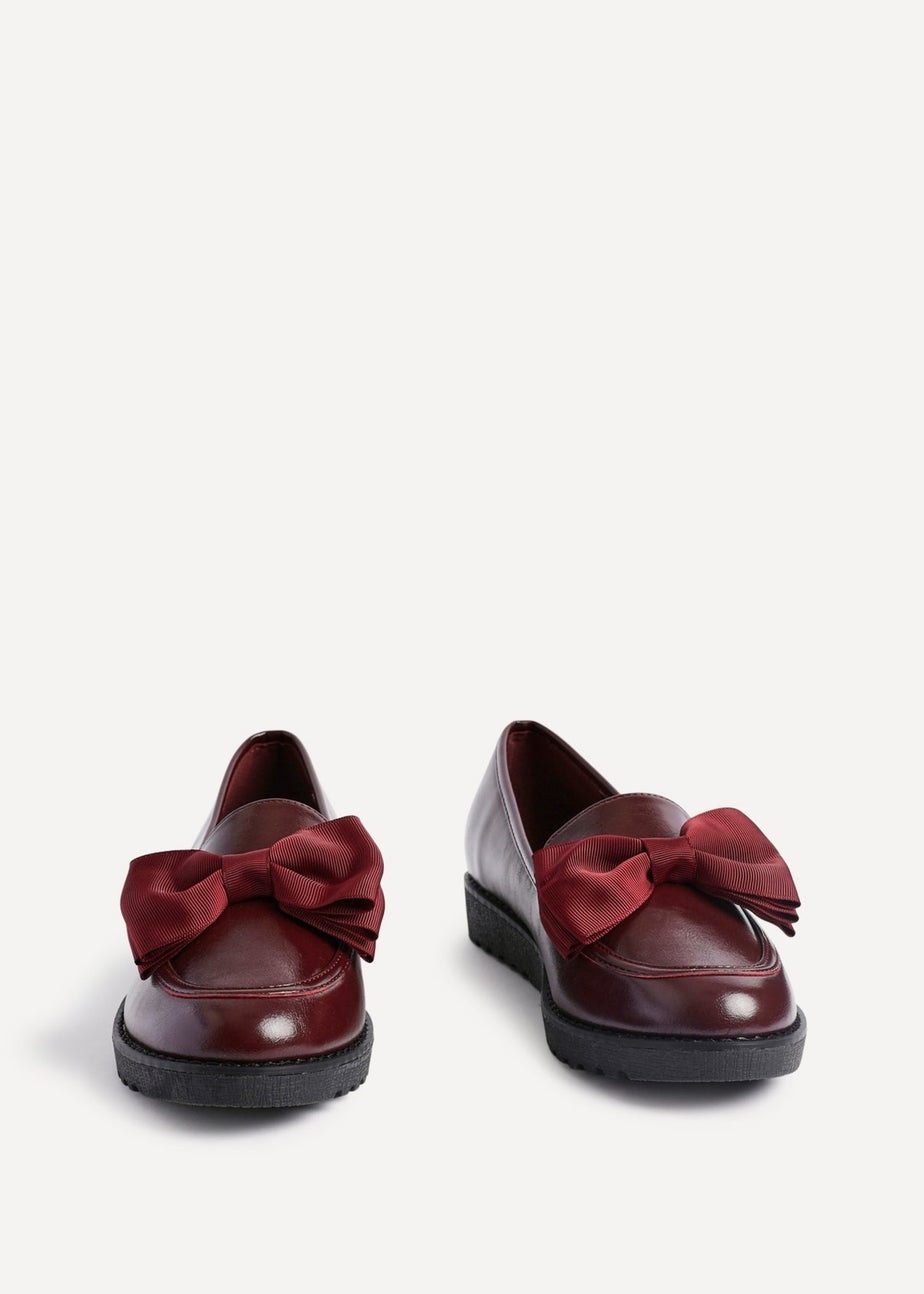 Linzi Cathy Burgundy High Shine Classic Slip On Loafer