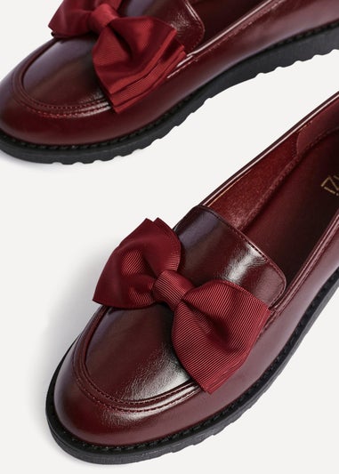 Linzi Cathy Burgundy High Shine Classic Slip On Loafer