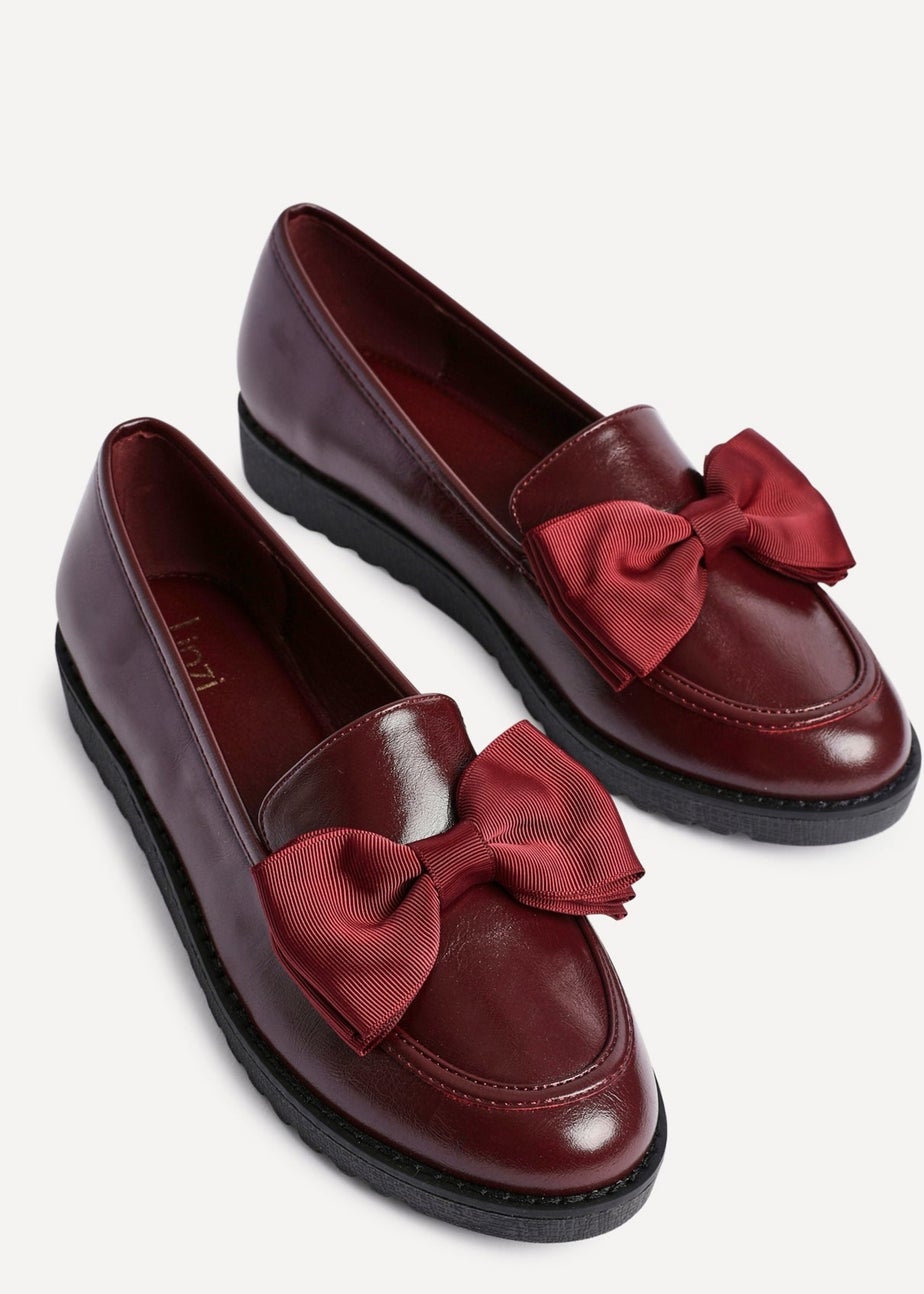 Linzi Cathy Burgundy High Shine Classic Slip On Loafer