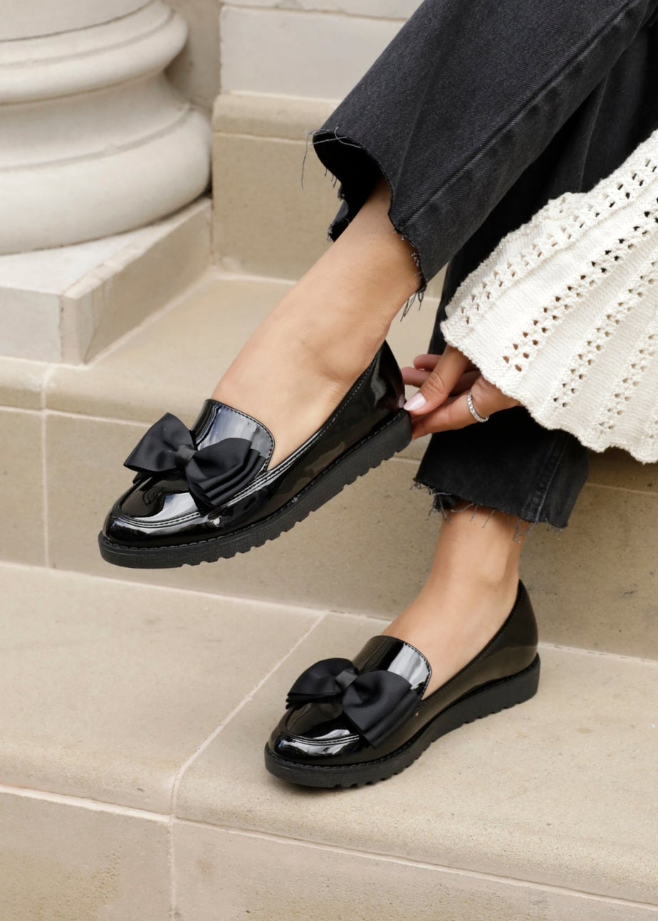 Linzi Cathy Black Patent Classic Slip On Loafer