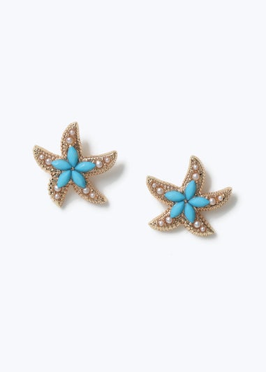 Muse Blue Starfish Stud Earrings