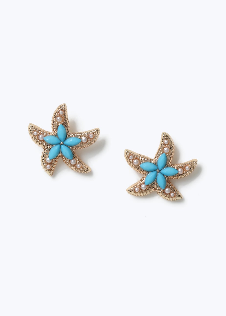 Muse Blue Starfish Stud Earrings