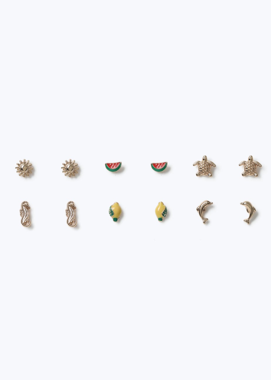 Muse 6 Pack Gold Beach Earrings