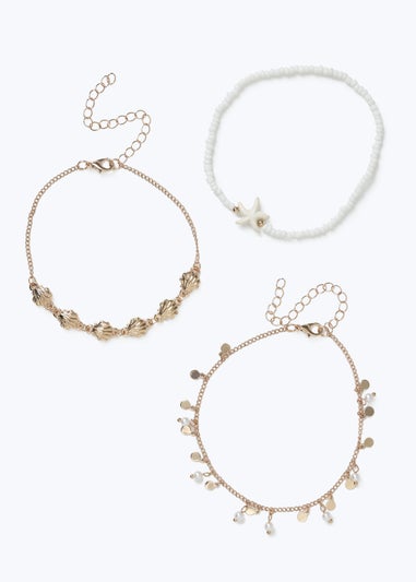 Muse 3 Pack Gold Beach Anklets