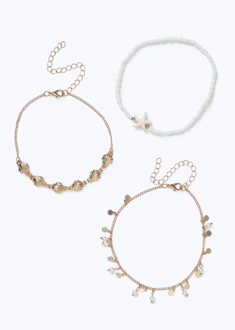 Muse 3 Pack Gold Beach Anklets
