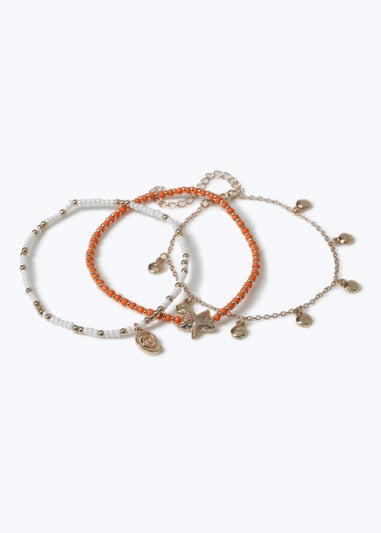 Muse 3 Pack Orange Beach Anklets