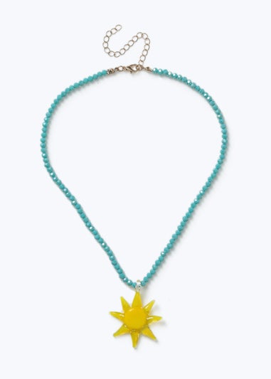 Muse Blue Beaded Sun Necklace