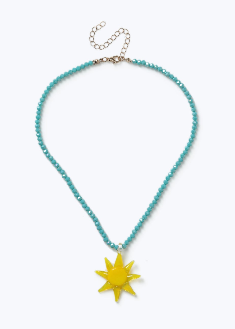 Muse Blue Beaded Sun Necklace