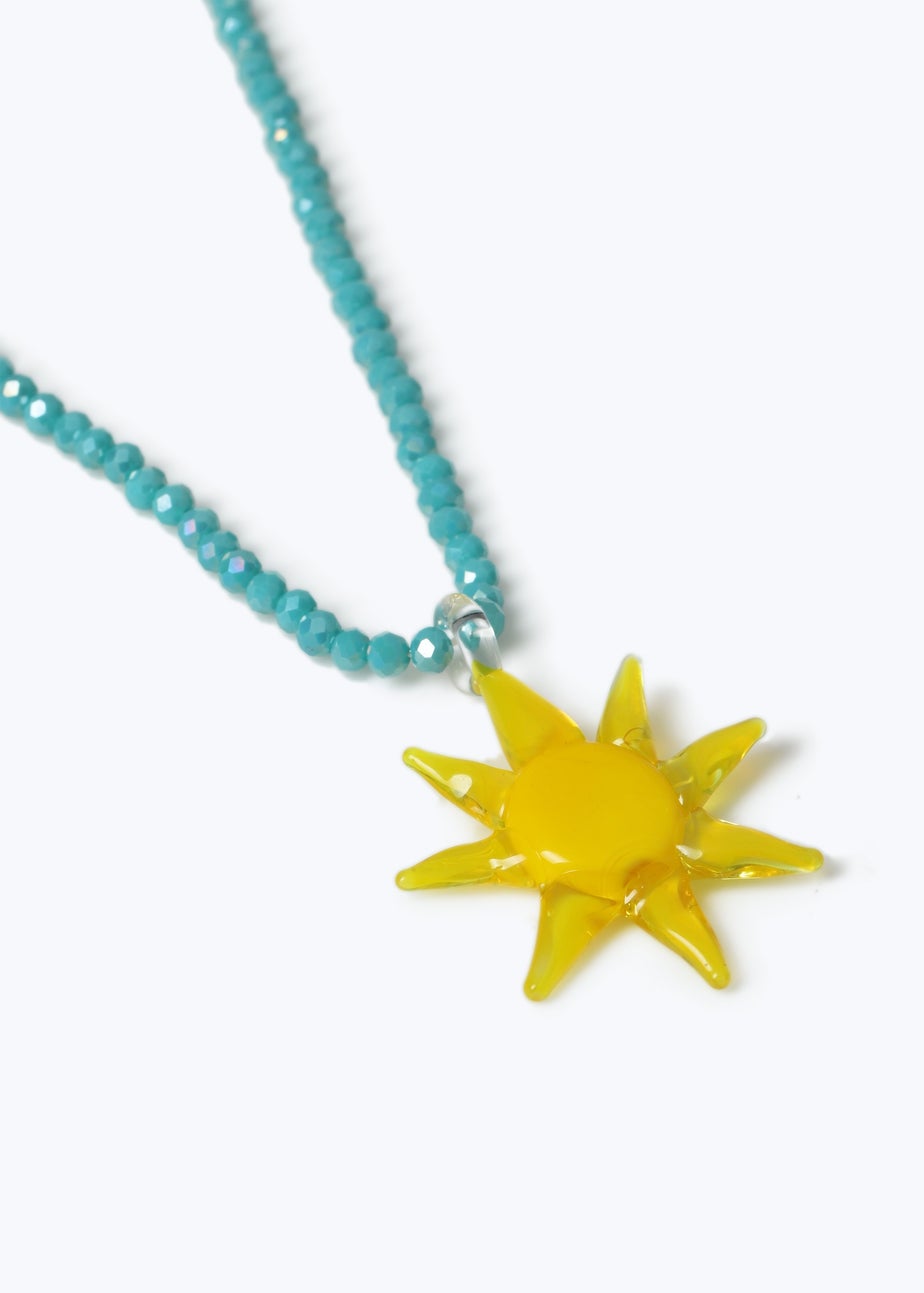 Muse Blue Beaded Sun Necklace