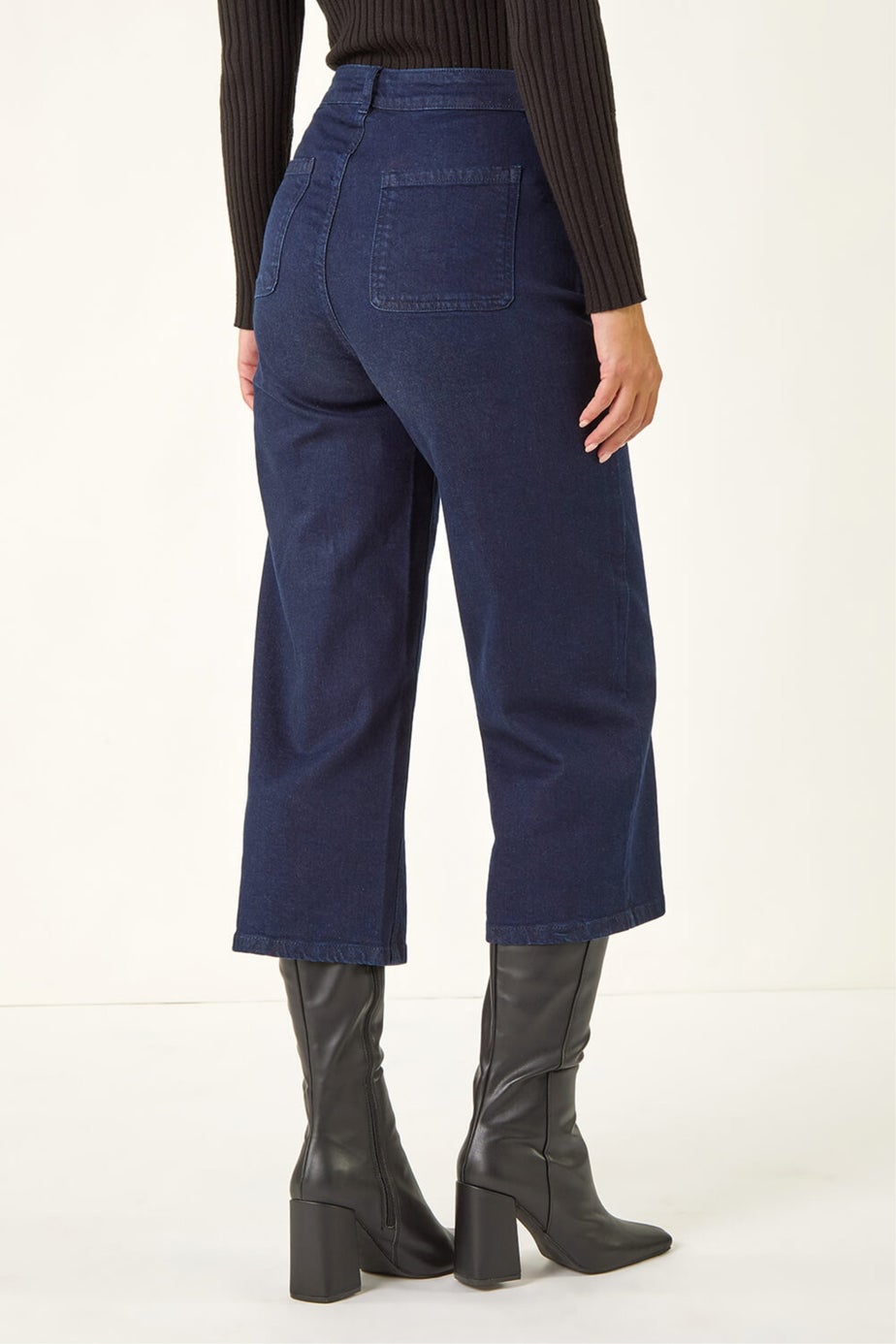 Dusk Indigo Denim Pocket Detail Wide Leg Culotte