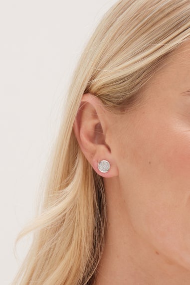 Mood Silver Crystal & Polished Round Stud Earrings Pack Of 3