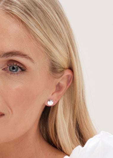 Mood Silver Crystal & Polished Round Stud Earrings Pack Of 3